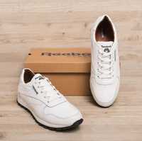 Долговечные кроссовки мужские кожаные reebok white pearl cl 002 elite