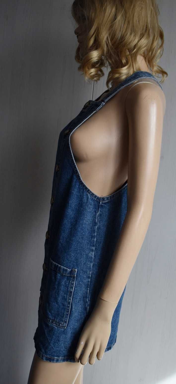 Sukienka dżinsowa 32 XXS jeansowa ogrodniczka mini krótka denim letnia