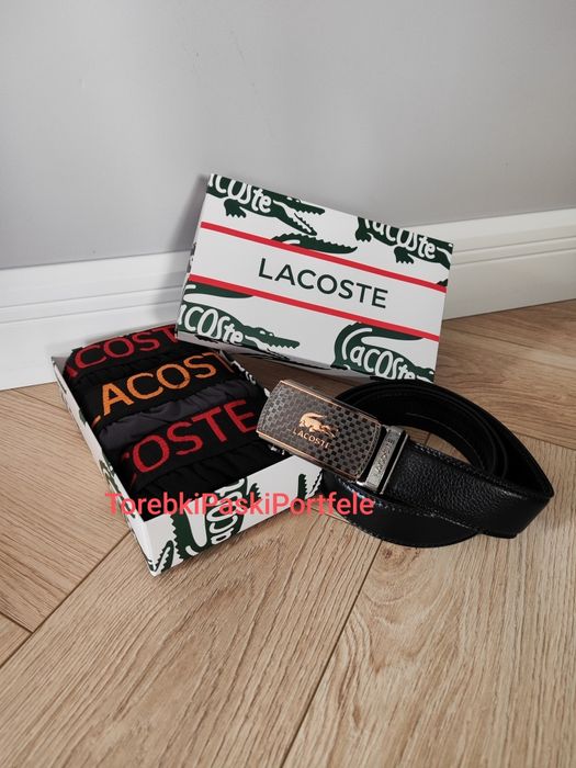 Nowy zestaw Lacoste , bokserki + pasek.