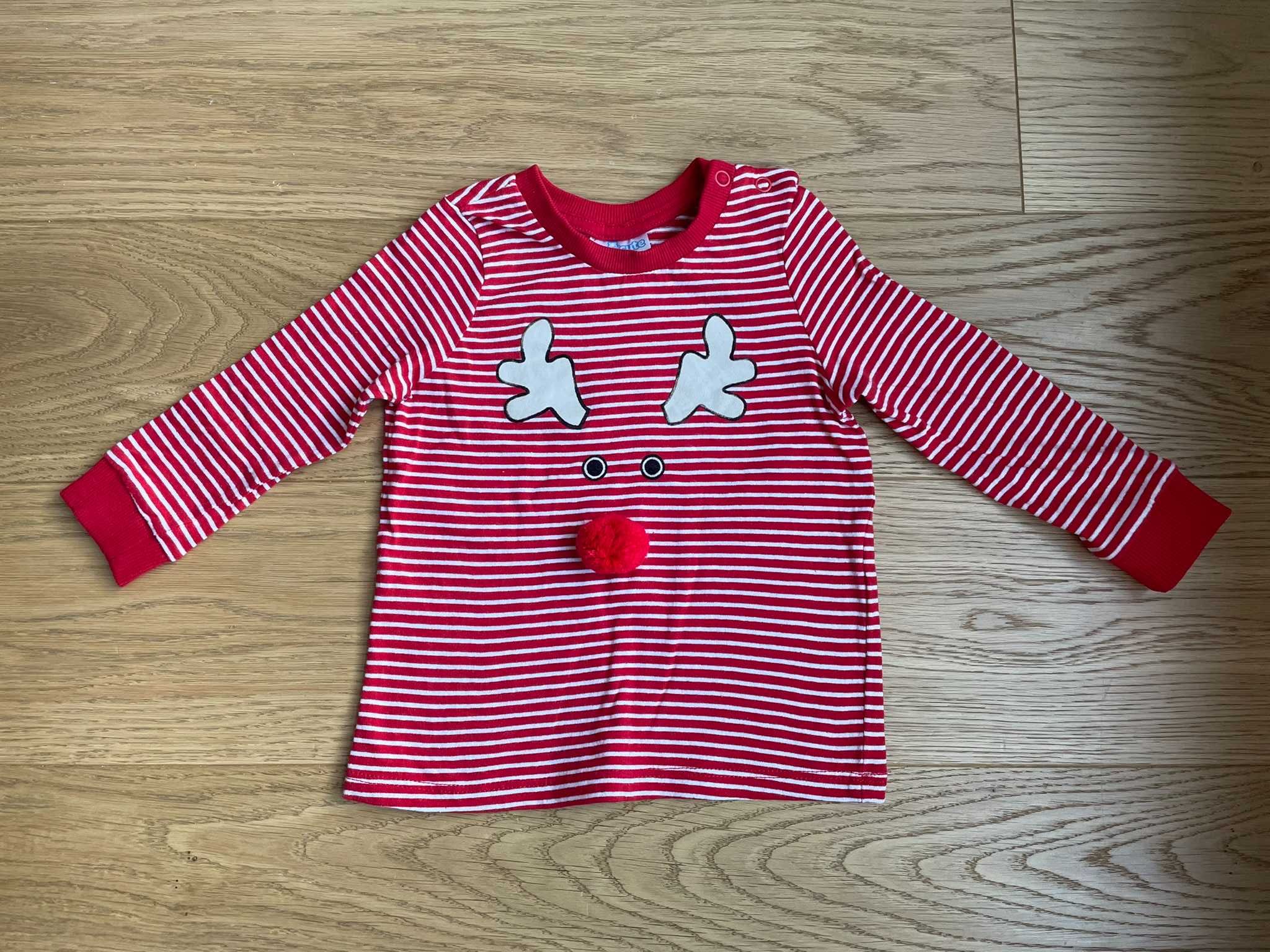 Świąteczna koszulka niemowlęca So Cute (biało-czerwona, 80 cm)