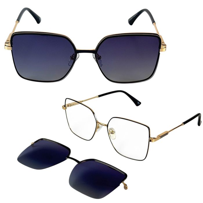 Okulary Damskie Blue Light Magnetyczna Nakładka Polaryzacyjna Etui