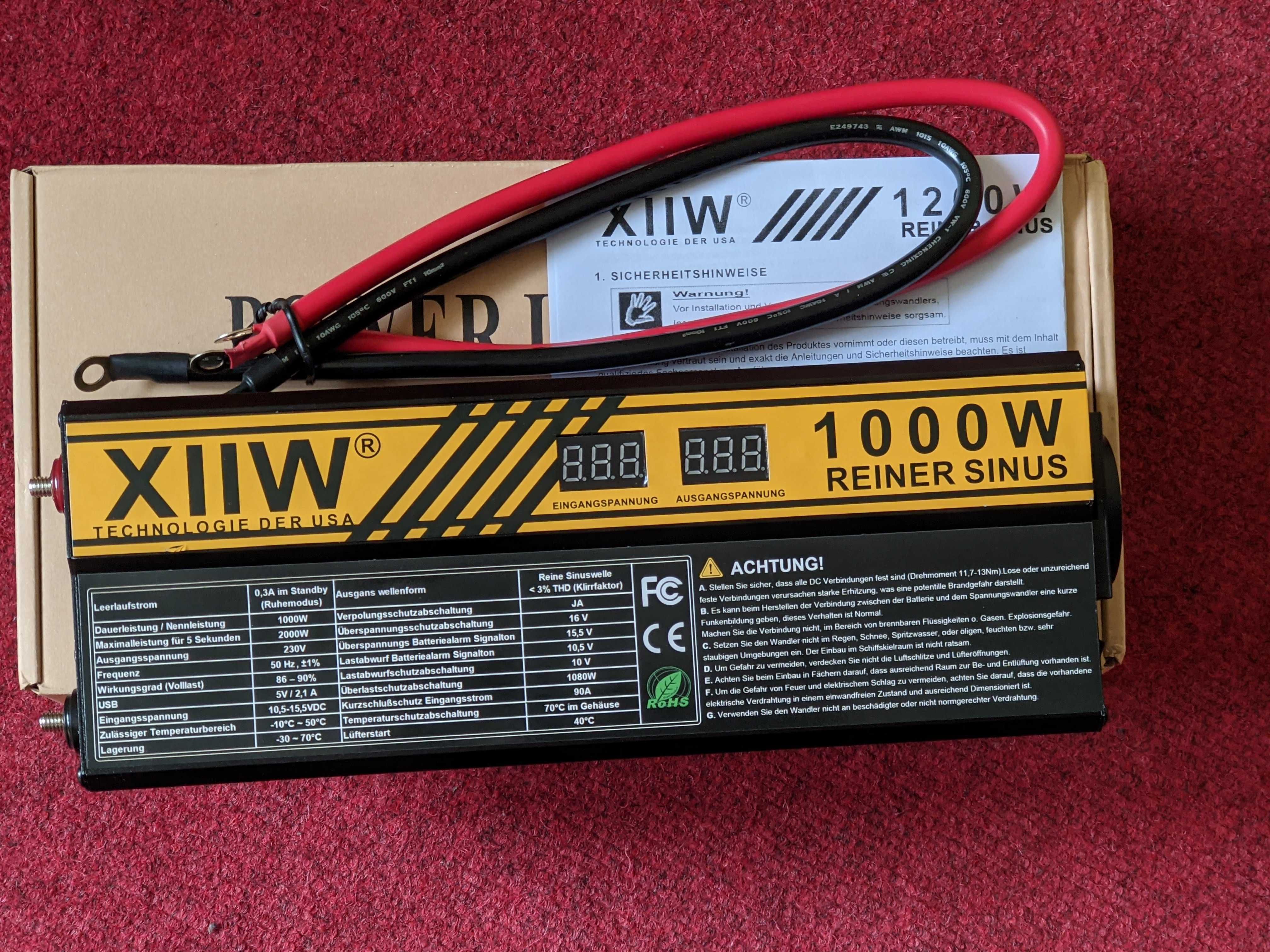 Инвертор Чистый Синус преобразователь 12-220V 1000/2000W для котла
