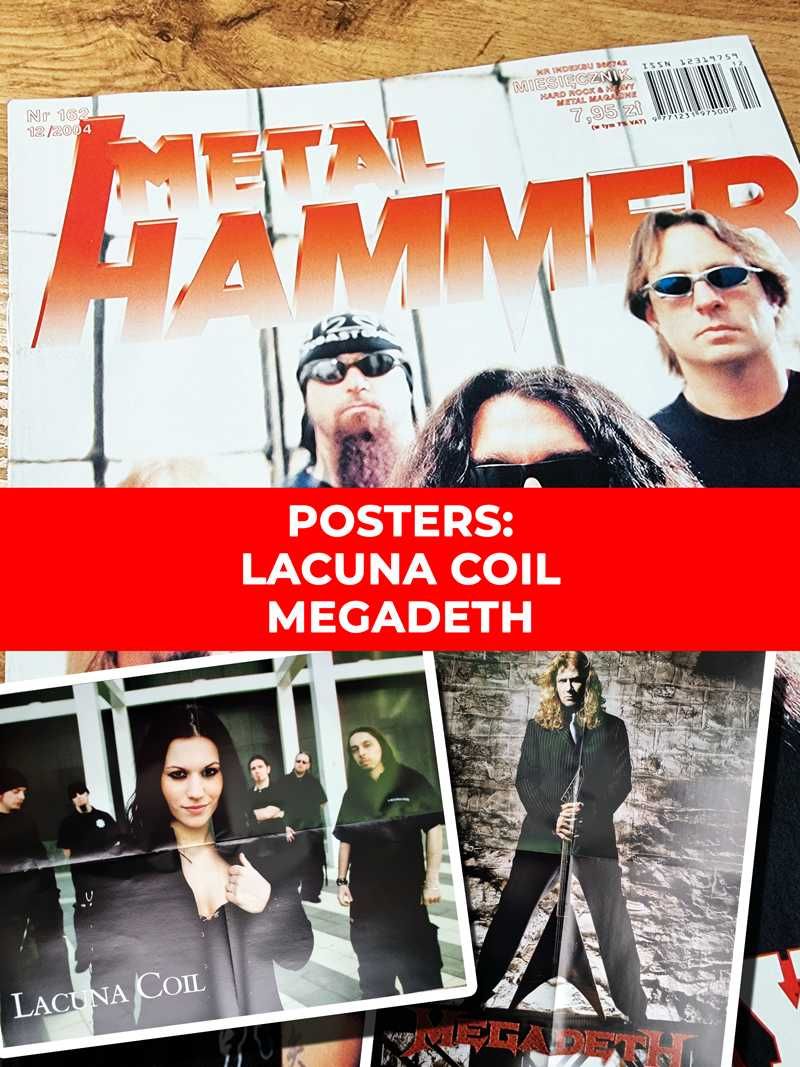 UNIKAT! Metal Hammer 12/2004 - Slayer, Plakaty: Megadeth i Lacuna Coil