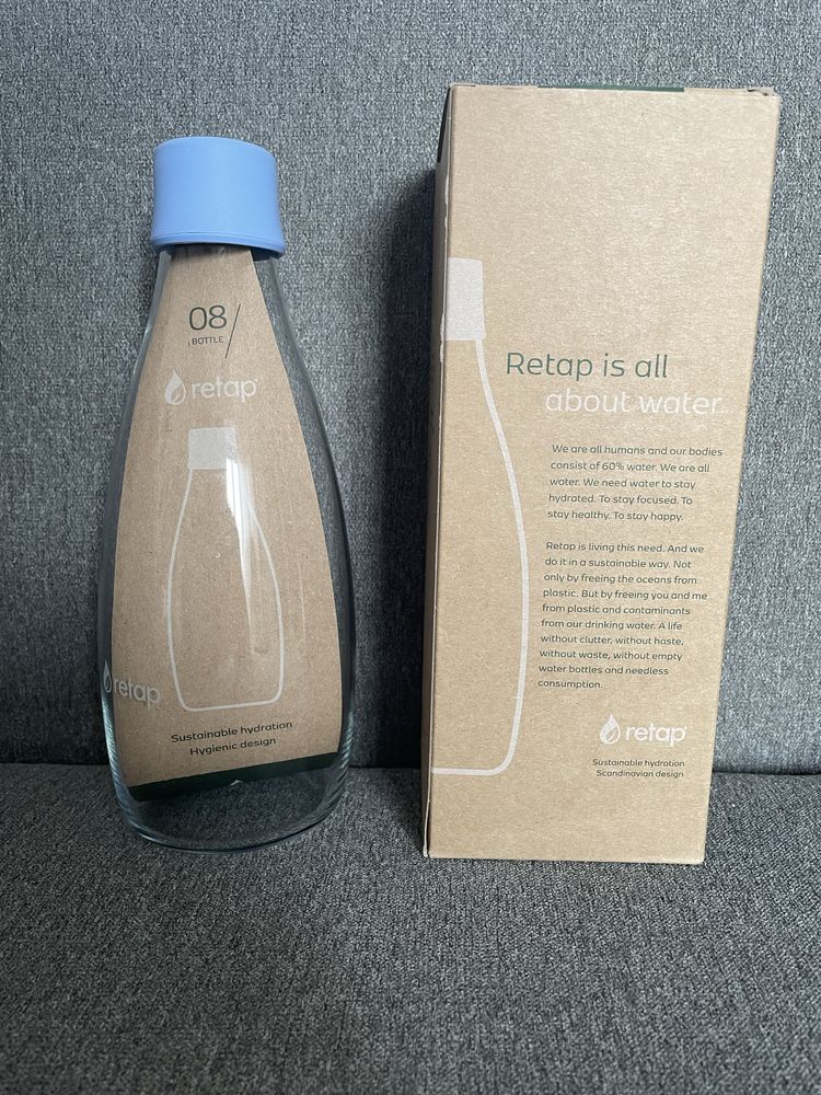 Szklana butelka na wodę Bidon ze szkła Buteki ekologiczne Retap 800ml
