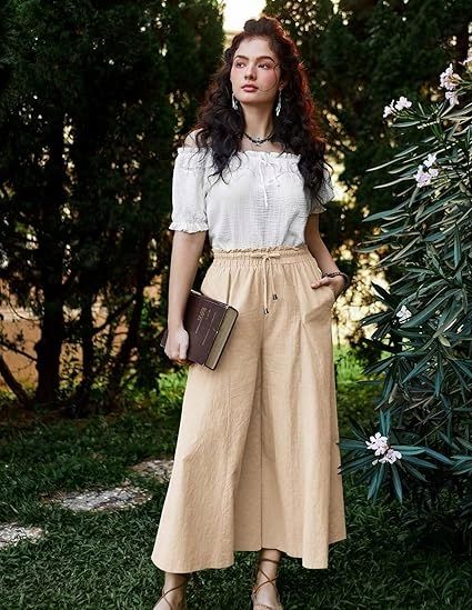 Scarlet Darkness Damskie Spodnie z Szerokimi Nogawkami Wysoki Stan XL