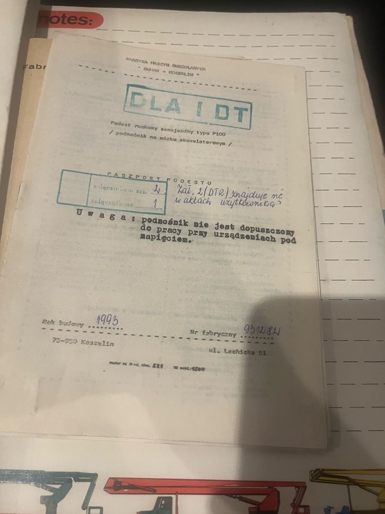 Podnosnik koszowy bumer p100