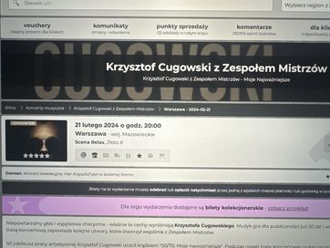 Bilety na koncert Krzysztof Cugowski z Zespołem Mistrzów