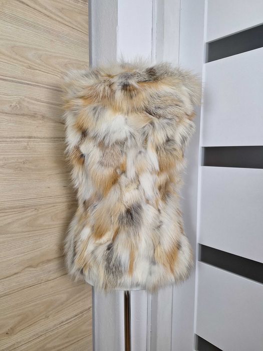 Damska Kamizelka Futerkowa Z Kapturem Beżowa Luka-Pelli (S) 100% skóra