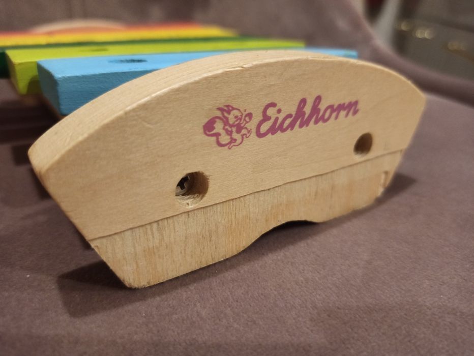 Cymbałki drewniane Eichhorn plus kolorowy piesek -drewniane klocki