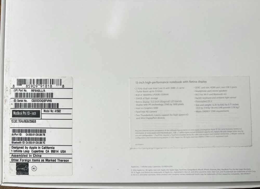 Apple Macbook Pro 13’’ 2015р. 8Gb/256Gb/1,5Gb + офіц. MS Office