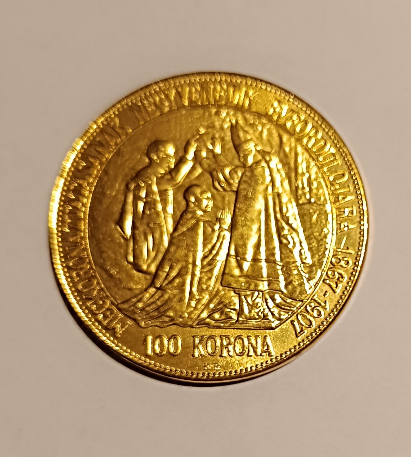 Moneta 100 koron - 40-lecie koronacji 1907r.
