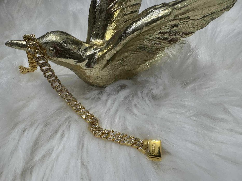 Złota Bransoletka PANDORA Pavé Kubańskie Ogniwa