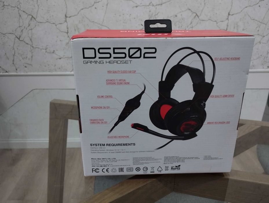 MSI Headset DS502 Gaming 7.1 Surround Preto