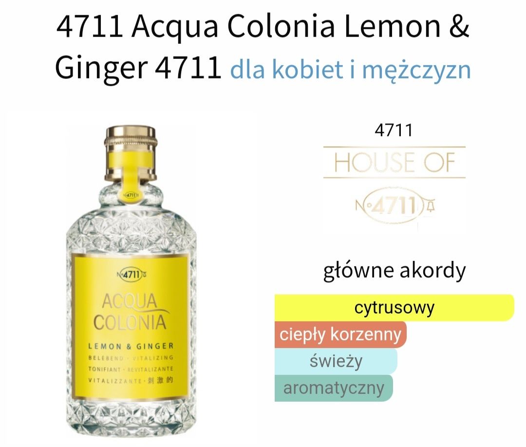 4711 Acqua Colonia Lemon & Ginger sprzedam zamienię