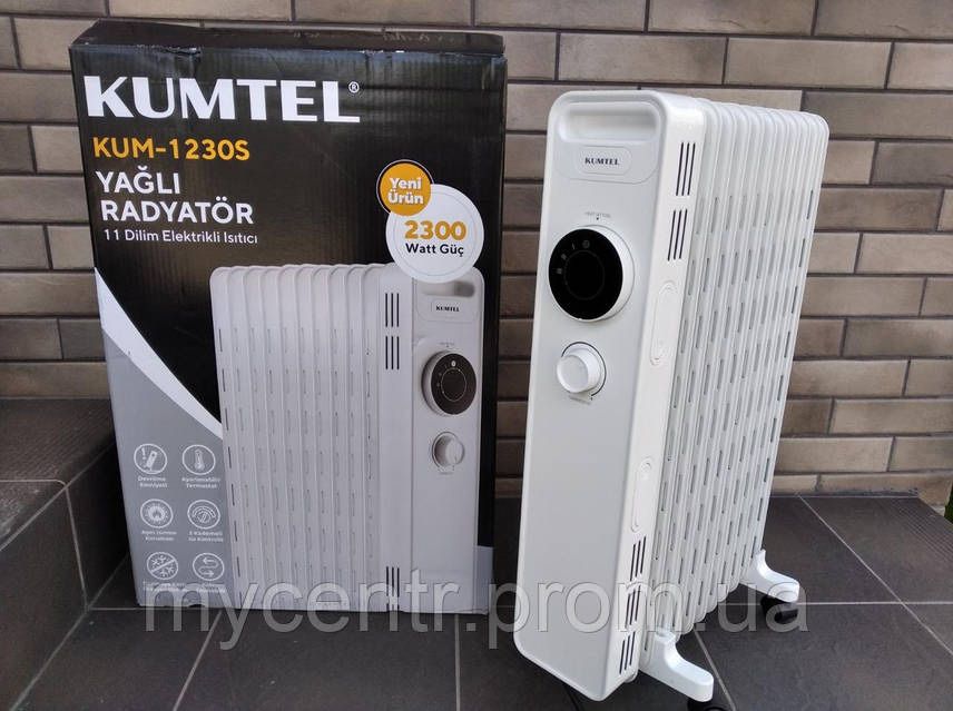 Електричний масляний обігрівач Kumtel KUM-1230S White