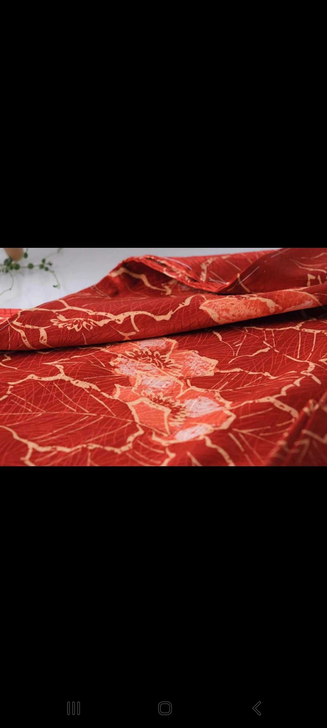 Haori czerwone w kwiaty z Japonii narzutka kimono
