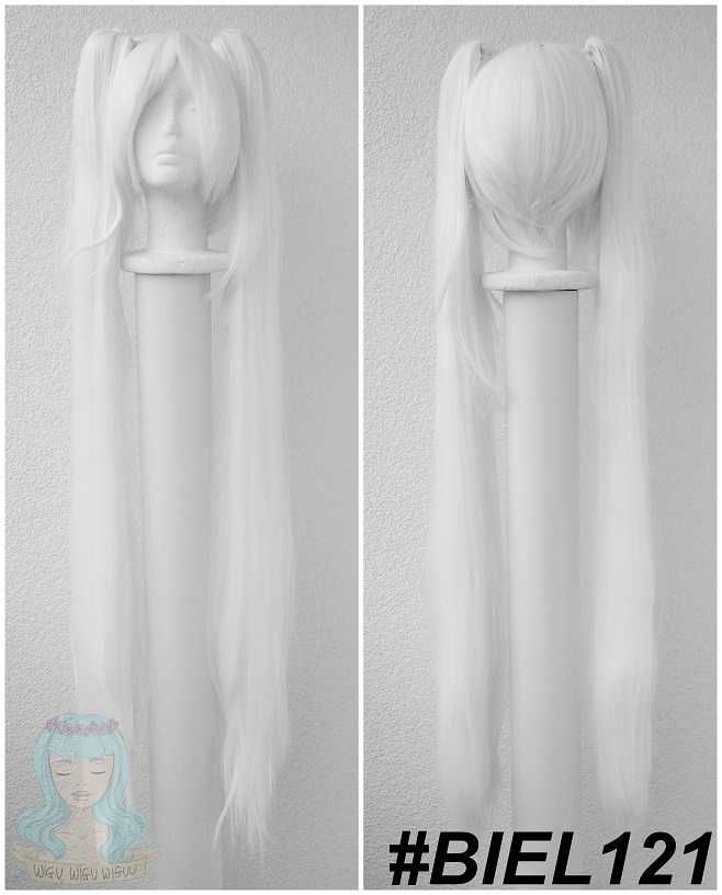 Biała długa peruka z kitkami Hatsune Miku Vocaloid cosplay Frieren wig
