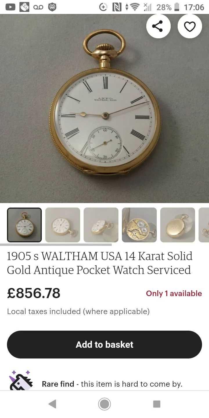 Sto letni  zegarek kieszonkowy 14 k American Waltham USA Traveler