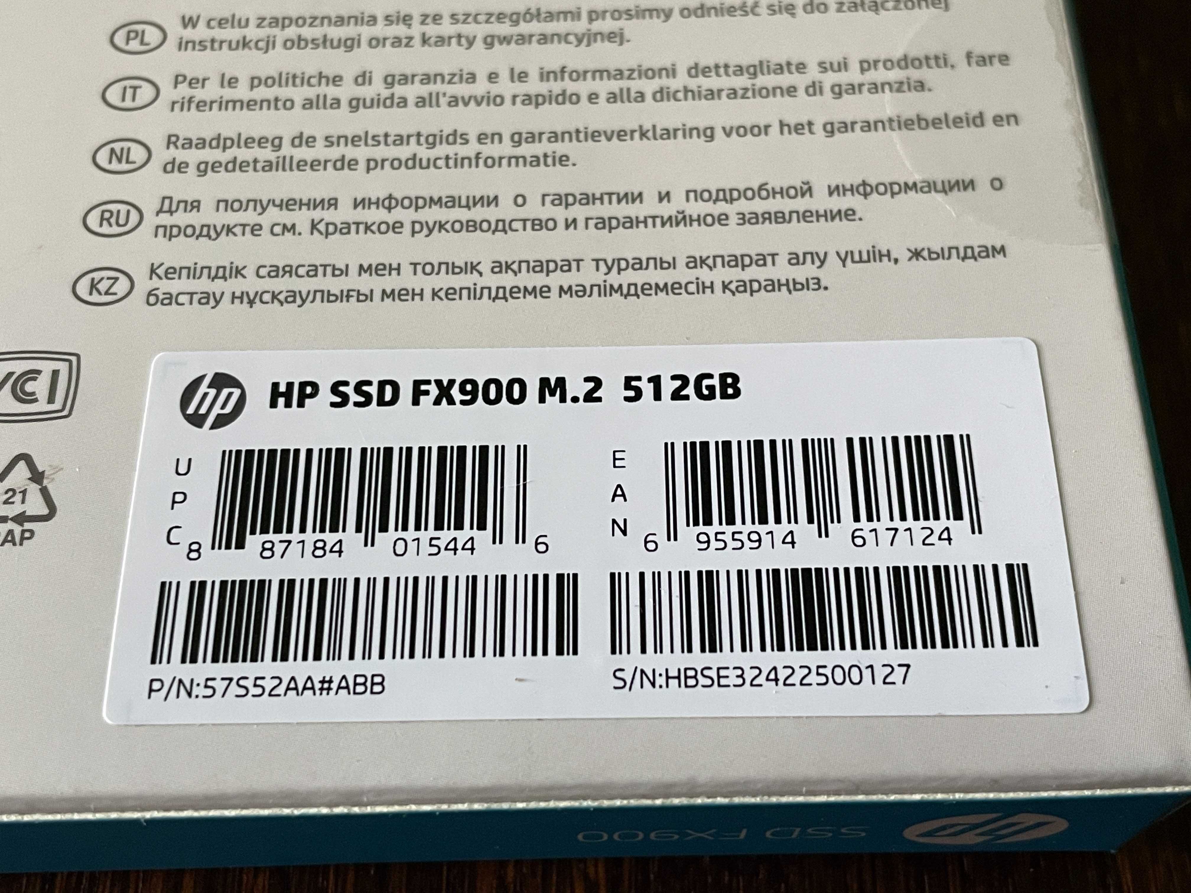 SSD HP FX900 512GB M.2 PCIe 4.0 x4 3D TLC NAND R4900/WR3300