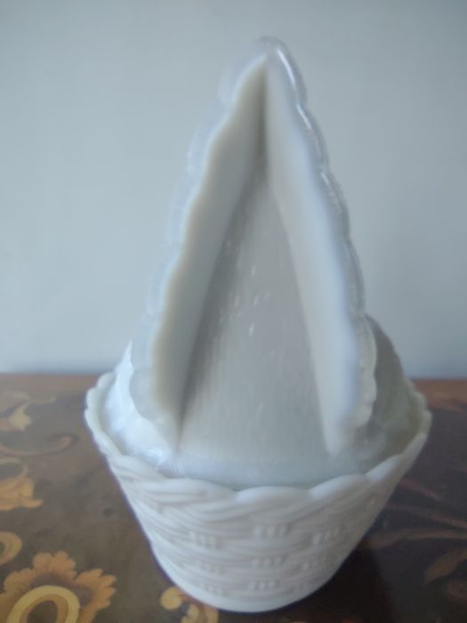 Szkło Ząbkowice kura biała 21cm kolekcja PRL