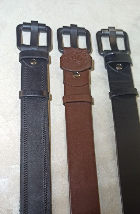 Ремень мужской кожаный джинсовый ремінь чоловічий  пояс