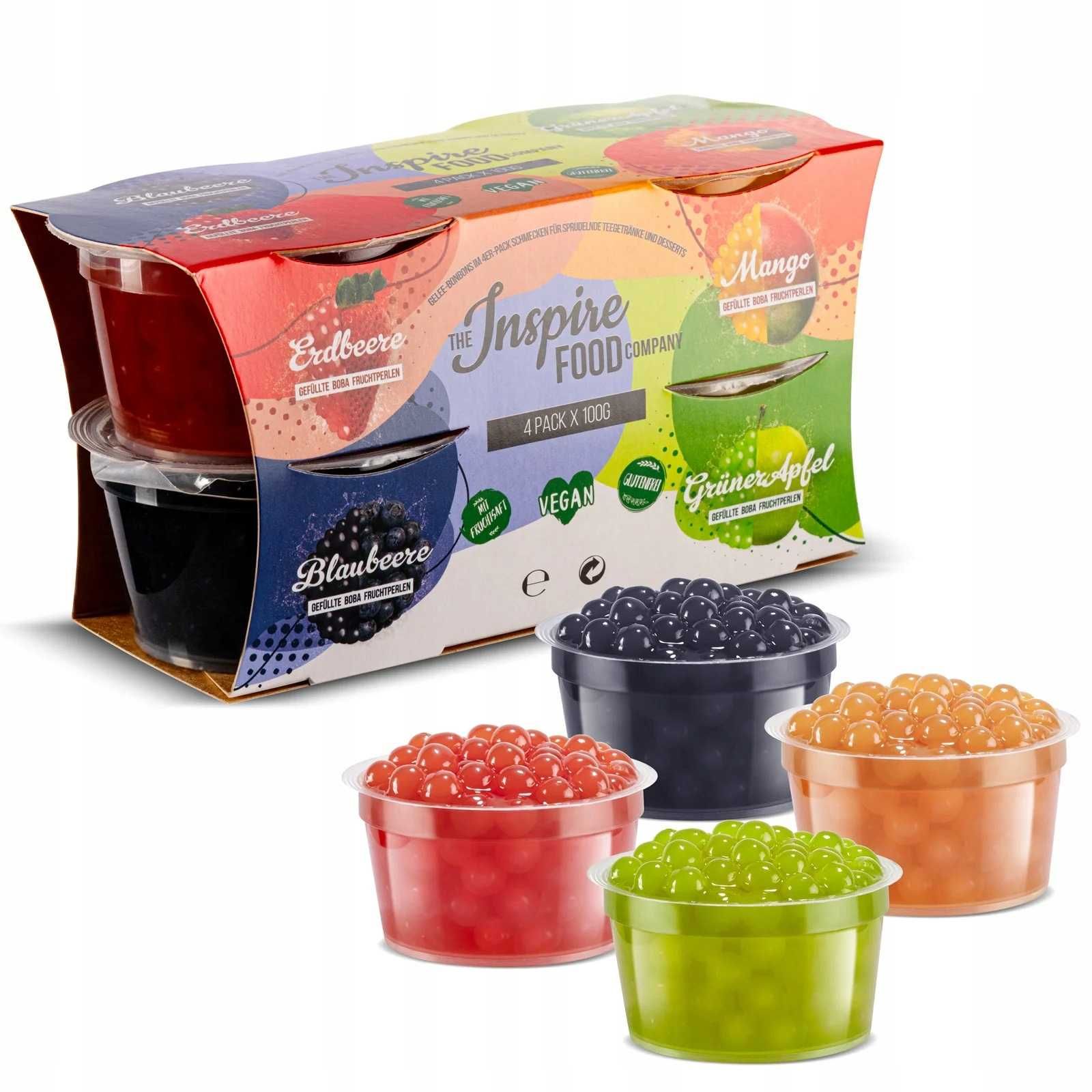 Bubble Tea pękające kulki owocowe molekularny popping boba 4 SMAKI