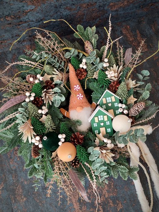 Wyjątkowy wianek świąteczny - Skrzat w Leśnej Wiosce