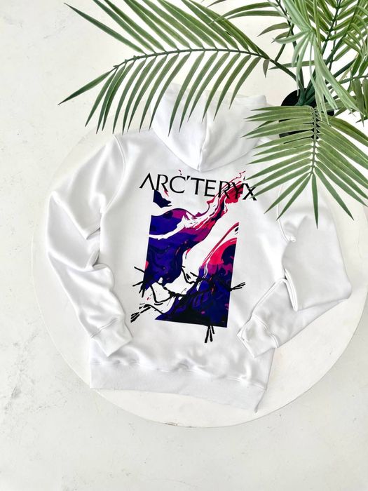 Чоловіче худі Arcteryx чорне/ біла кофта з капюшоном арктерікс/ светр