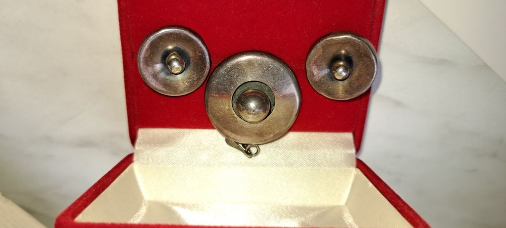 Stare klipsy i zawieszka srebro Prl