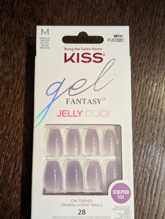 Sztuczne paznokcie tipsy Gel Fantasy fioletowe M FJ20C KISS