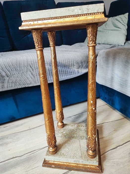 Secesyjny drewniany kwietnik,blaty marmurowe