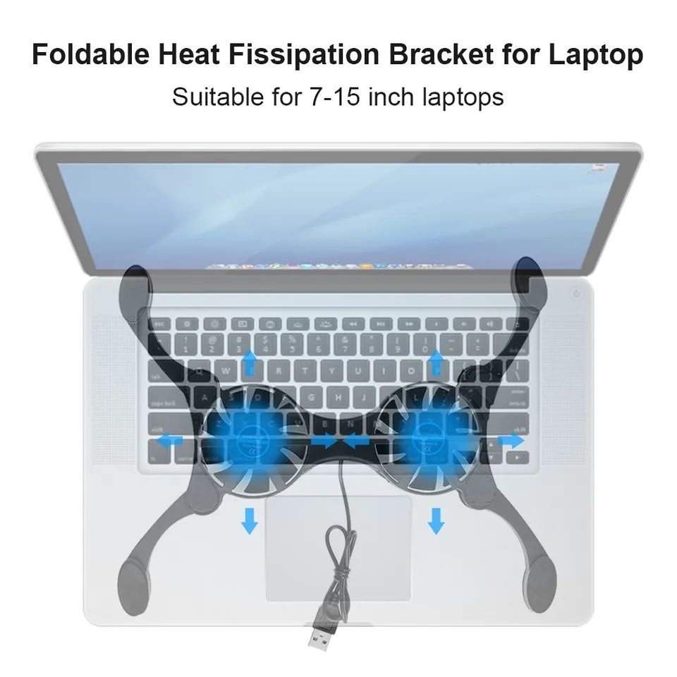 Подставка-вентилятор охлаждающая для ноутбука универсальная складная