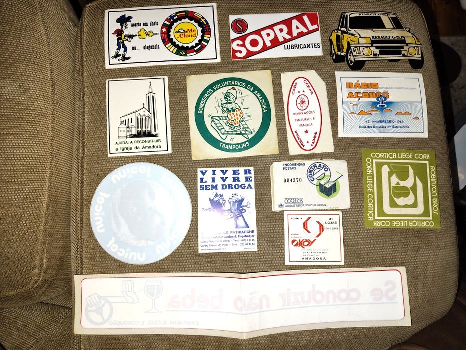 Stickers variados autocolantes antigos vintage