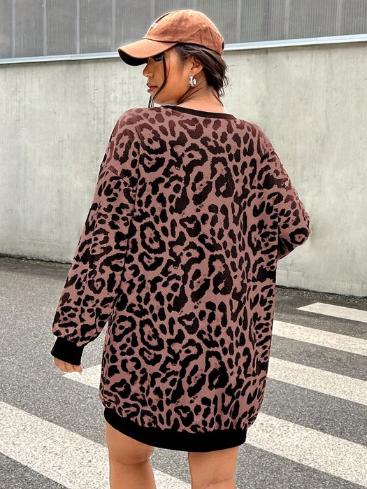 Sukienka Bluza 2W1 Panterka Luźna Casual Shein Xxl 44
