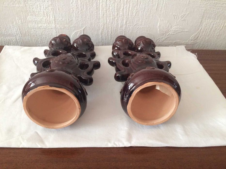 Пара подсвечников / обливная керамика времен СССР/
