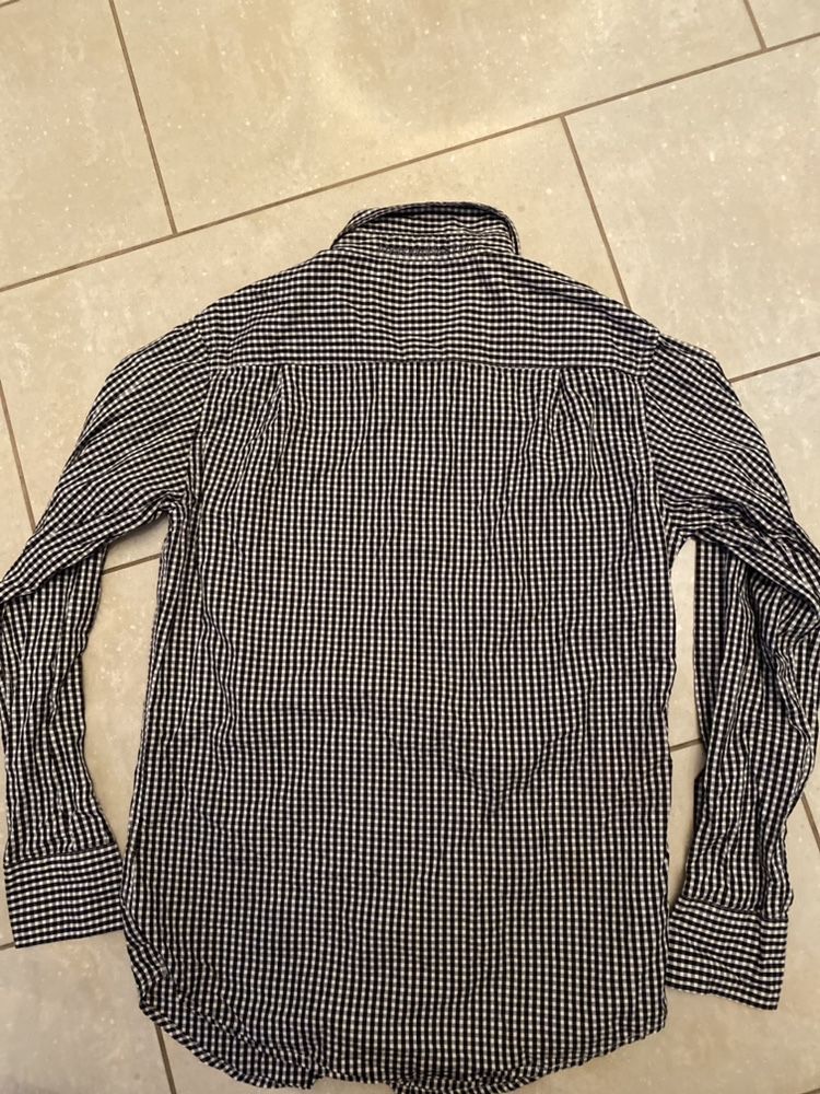 Abercrombie A&F męska koszula w kratkę S/M czarno - biała, ideał