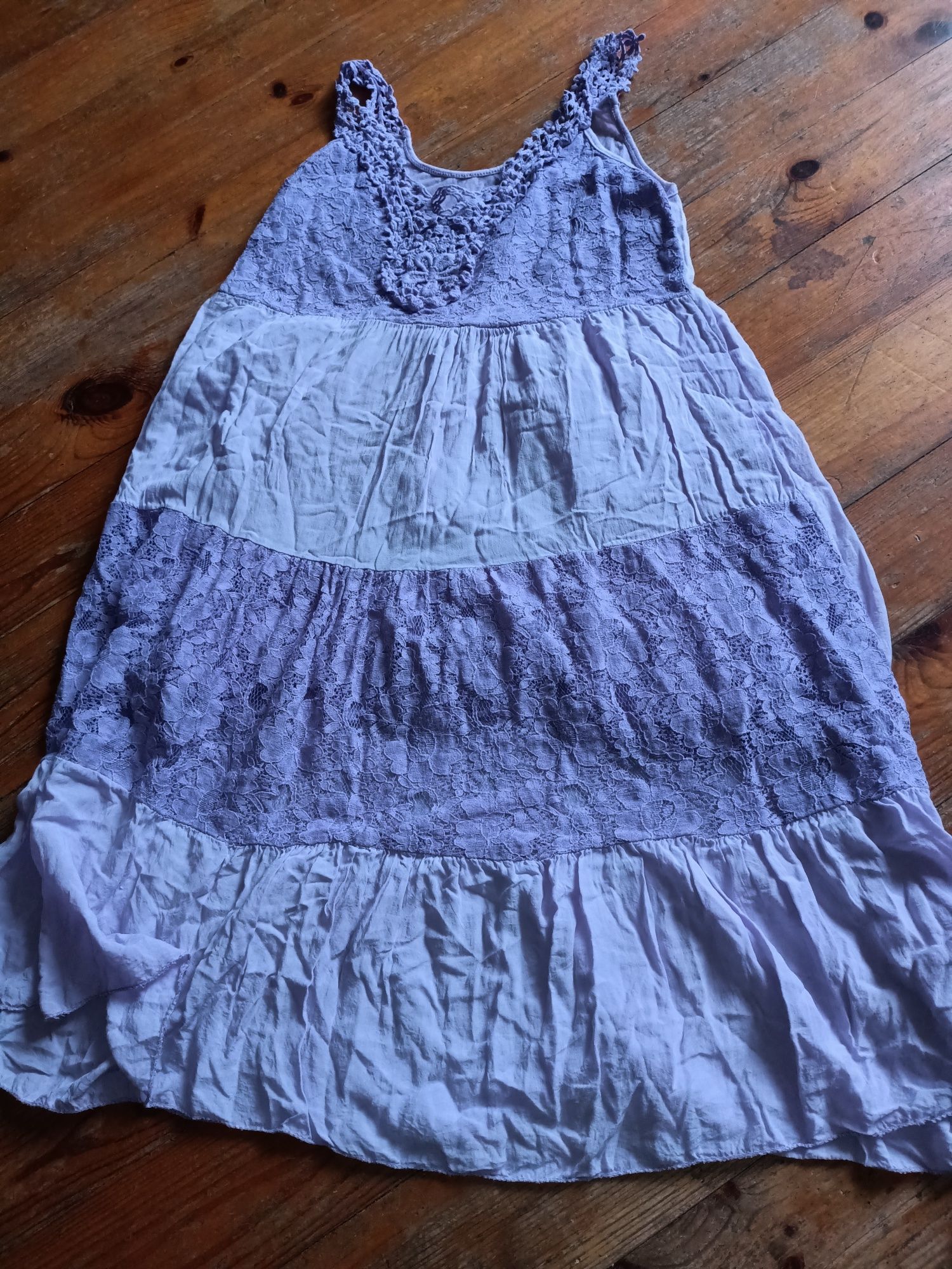 Zwiewna sukienka letnia Boho fioletowa 36/38 S/M na lato