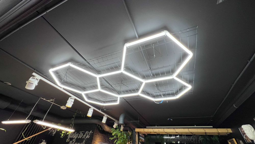 Lampa LED HEXAGON – 24 sztuk | Regulacja jasności | Garaż / Studio