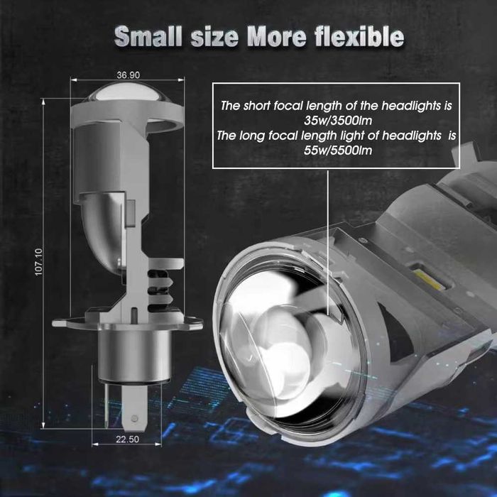 Світлодіодні Led лампи mini led lens Bi-Led лінзи  F40 B H4 комплект