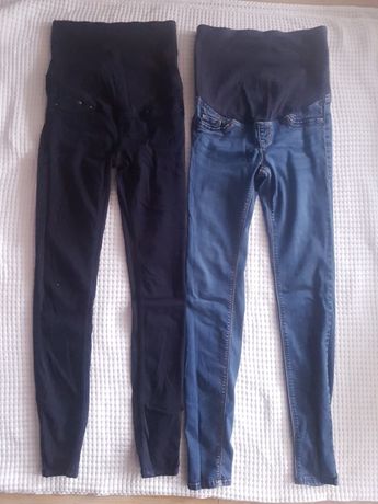 Spodnie ciążowe 34 H&M MAMA jeans niebieskie i czarne