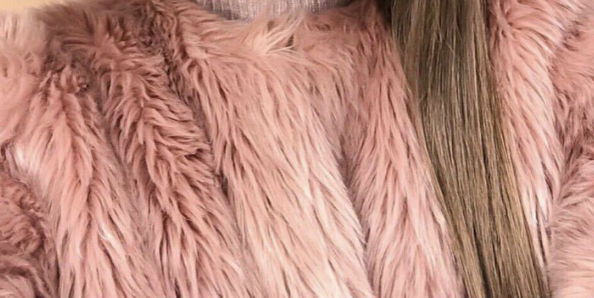 Рожева еко шуба, розмір s