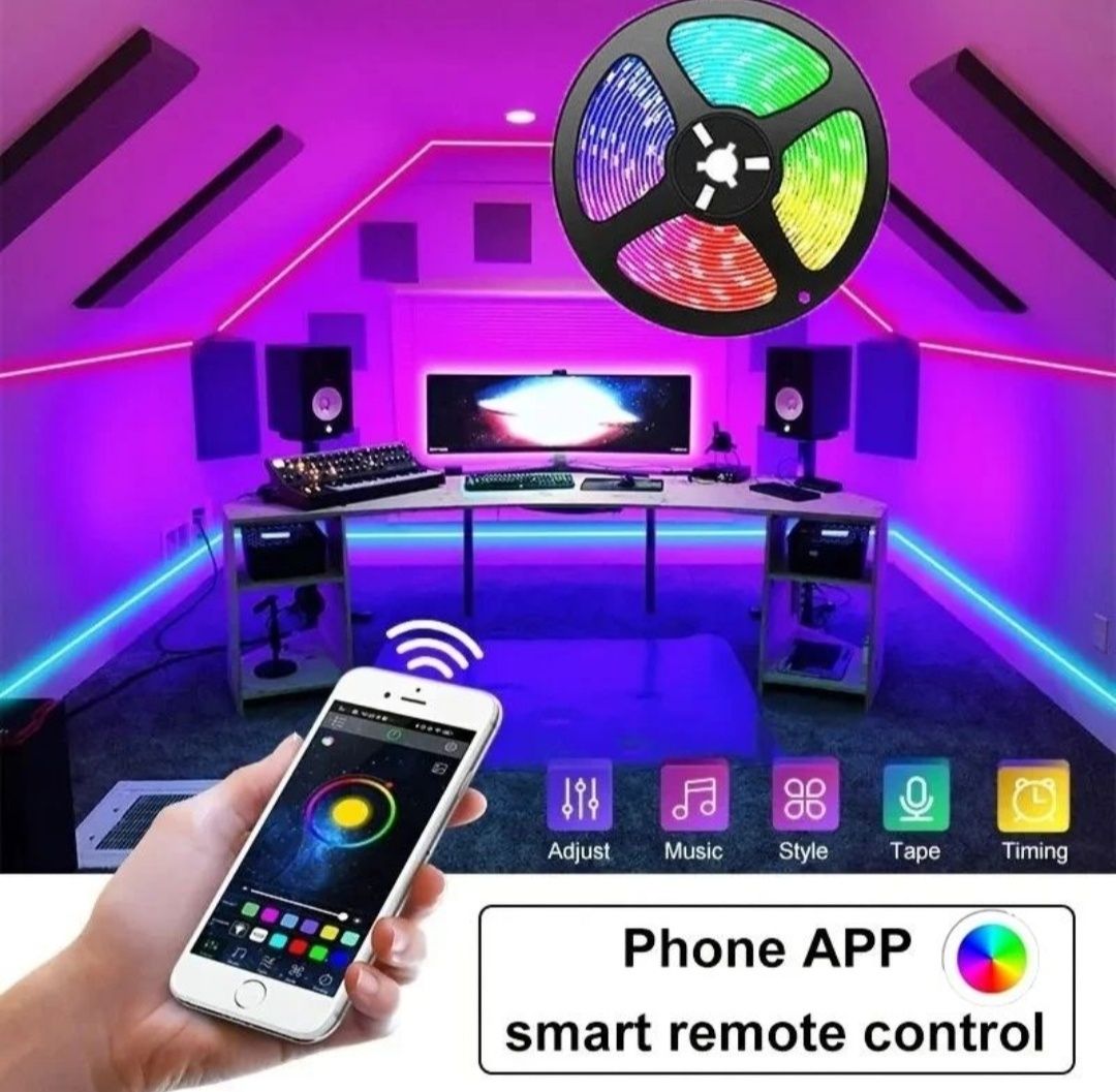 Гнучка світлодіодна стрічка SMD 5050 RGB bluetooth. Світлодіодна лента