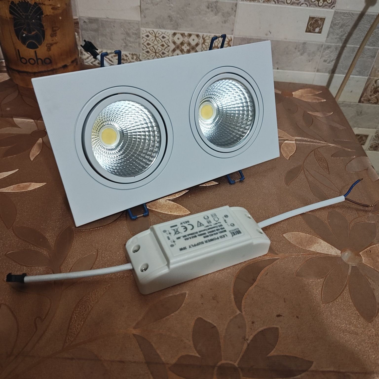 Светильник двойной встраиваемый потолочный 10w X 2 (20w) + led драйвер