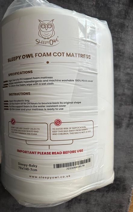 NOWY Sleepy Owl materac do lóżeczka 140 x 70 cm