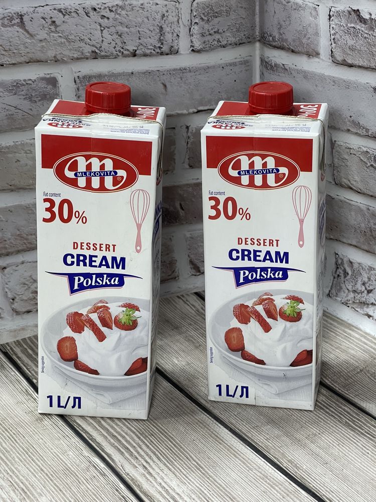 Вершки Mlekovita 30 та 36 % 1 літр