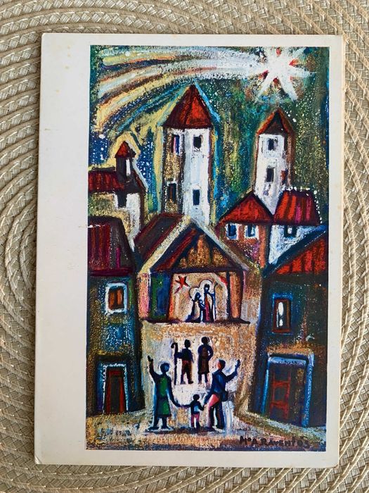 Postais religiosos e de Natal antigos vintage dos anos 70 / 80