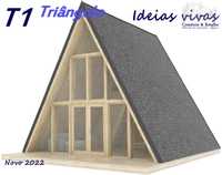 Casa de madeira  Triângulo T2 60m² - 2 pisos - 3 modelos T0 T1 T2
