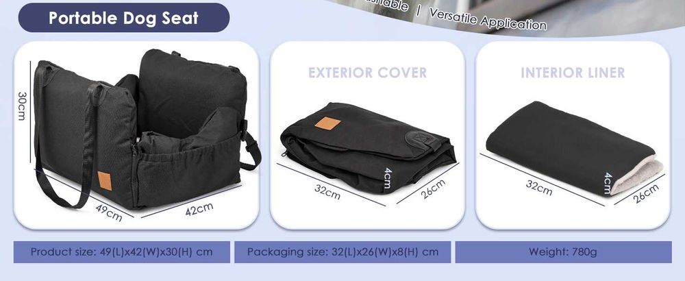 Fotelik samochodowy dla psa zestaw ZABAWKA GRATIS + MYJKA DO ŁAP