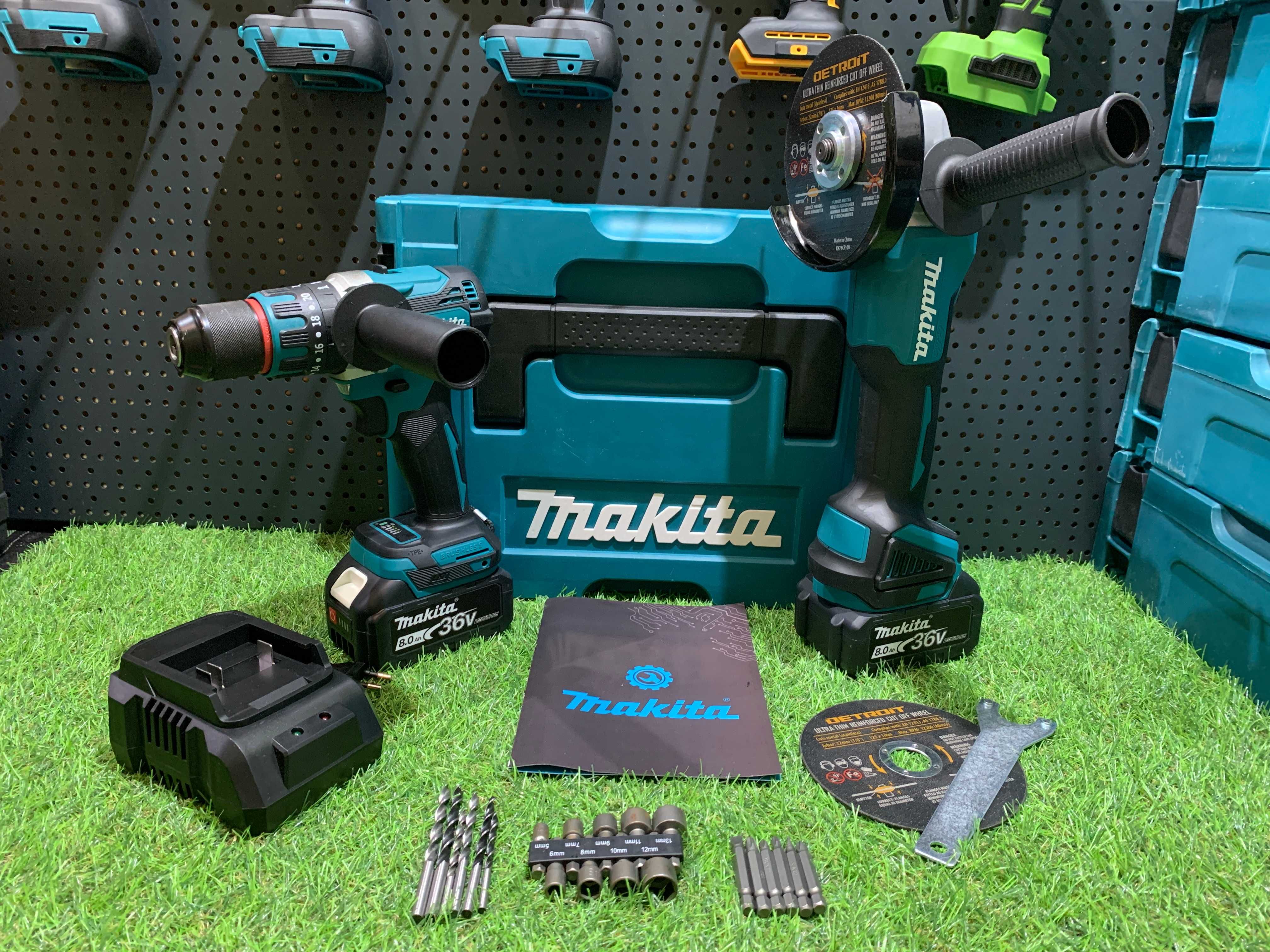 Акумуляторний Набір 2в1 Makita 36V8A Болгарка DGA504 Шуруповерт DHP485