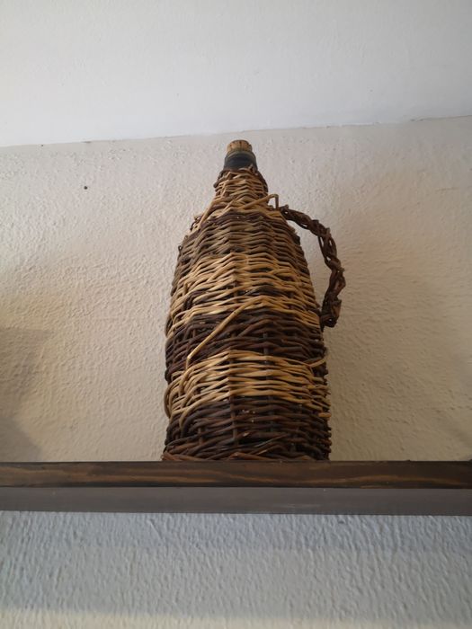 Garrafa Grande Vintage em Palha/Vilme e Vidro